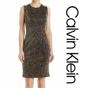 Calvin Klein Black and Gold Mini Sheath Dress